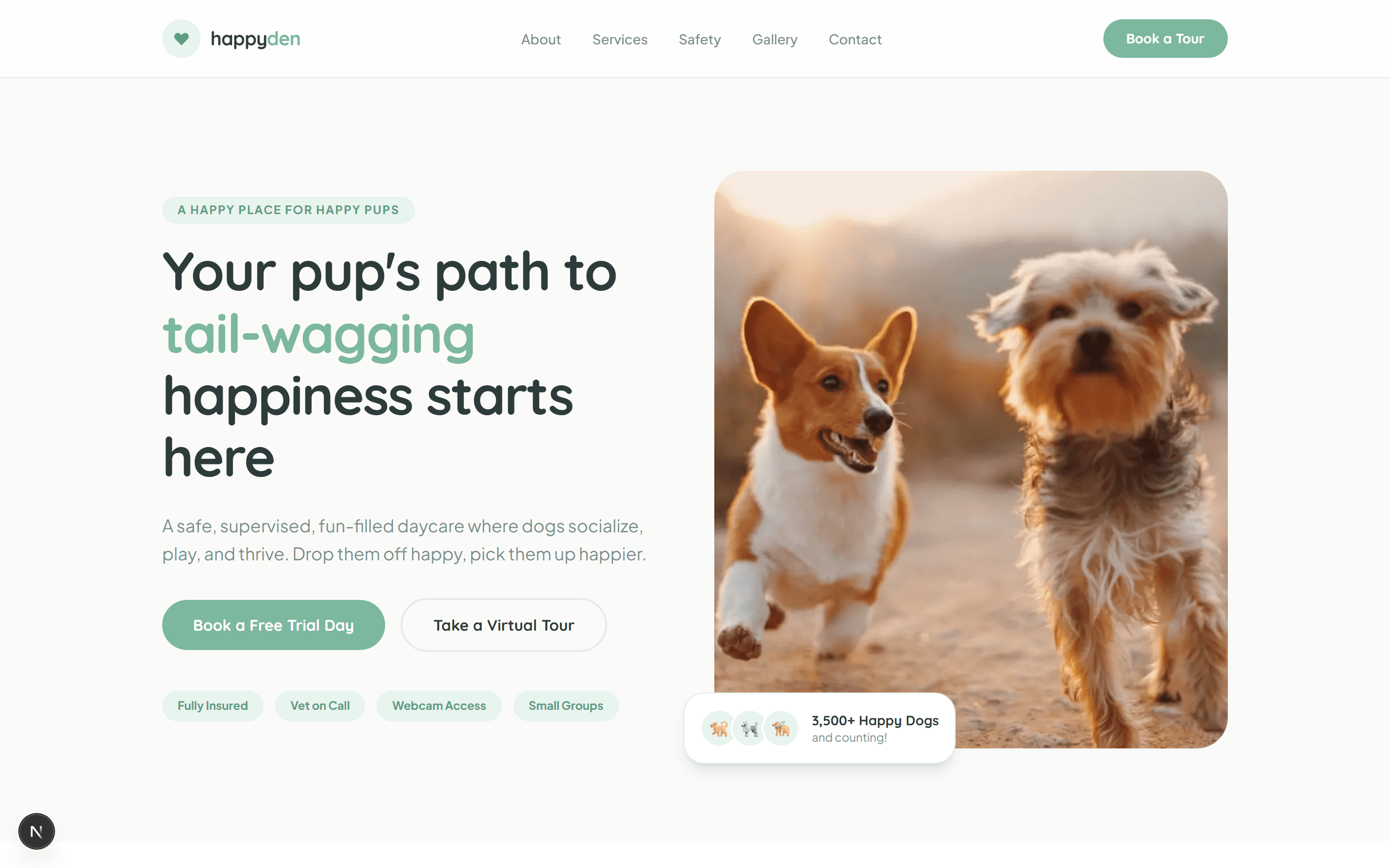 Example website for dog daycares
